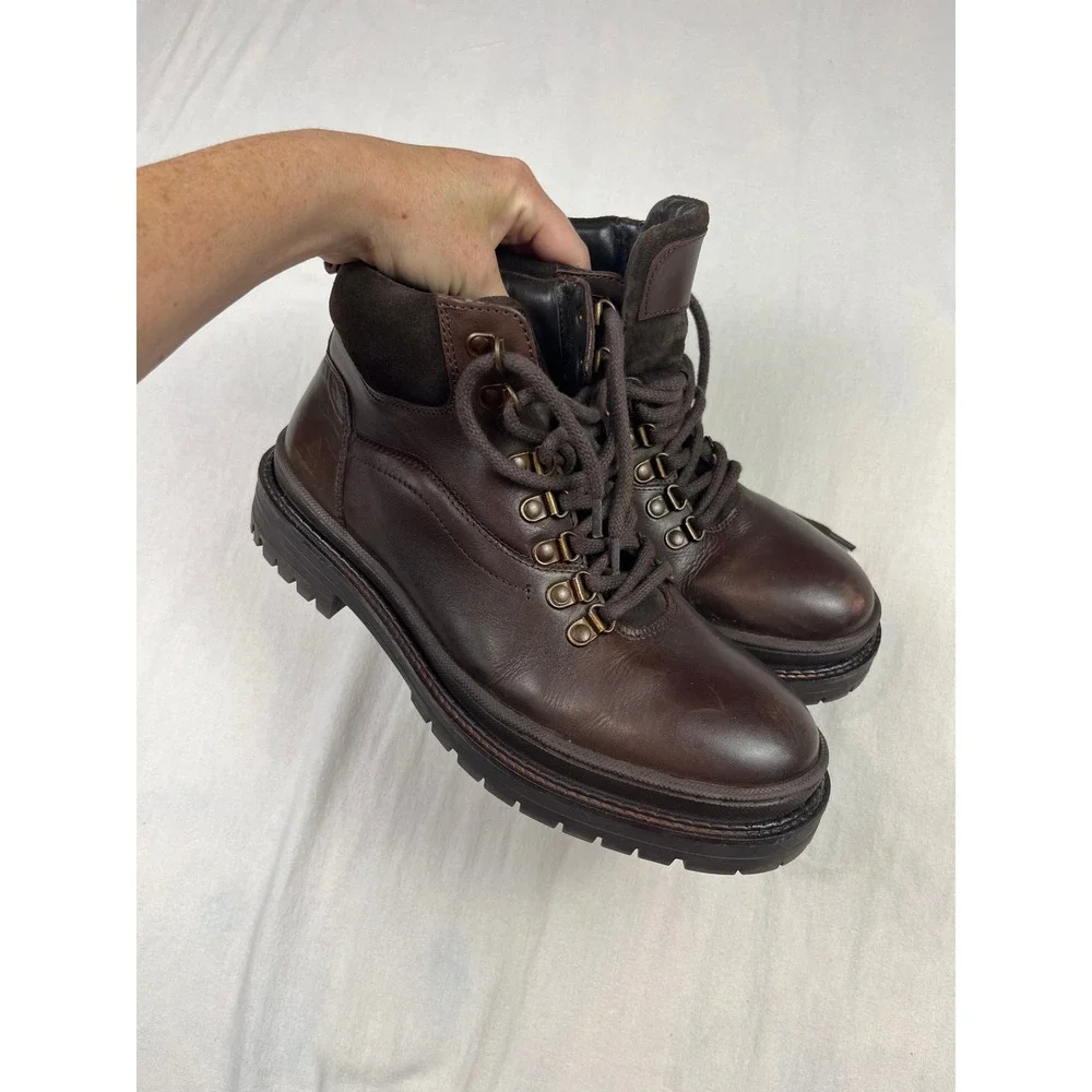 Vintage Foundry Co Mens Brown Leather Hiking Boots VF1376 Lug Sole US 9